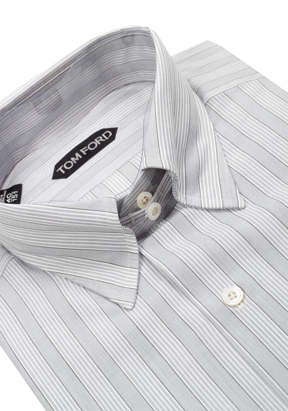 TOM FORD Striped Gray High Collar Dress Shirt Size 40 / 15,75 U.S.
