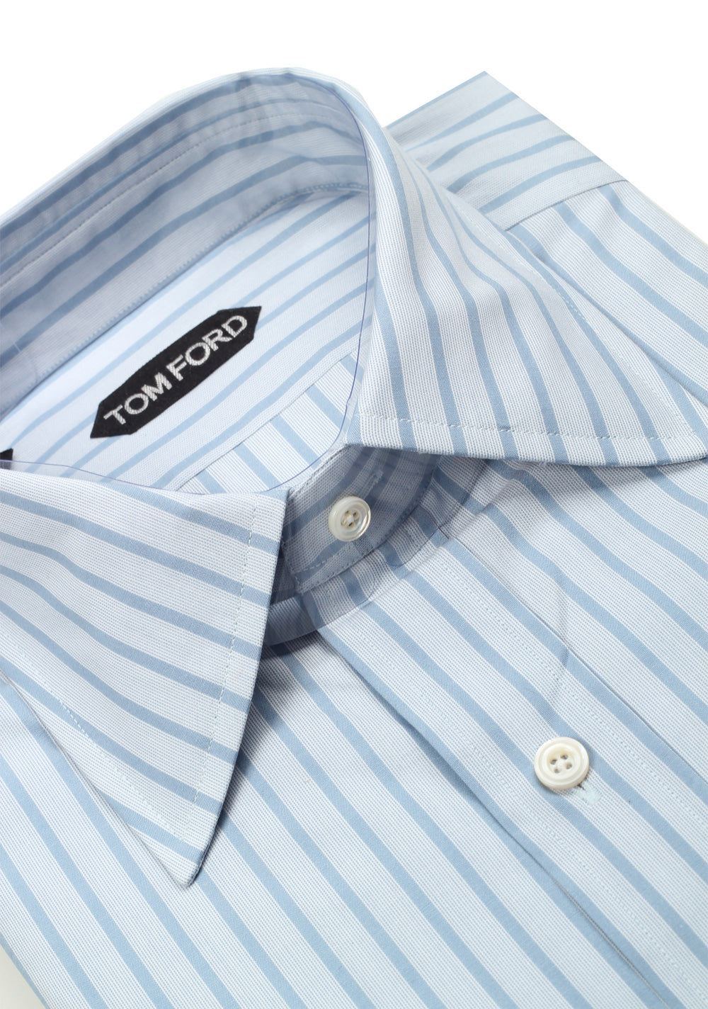 TOM FORD Striped Blue High Collar Dress Shirt Size 40 / 15,75 U.S.