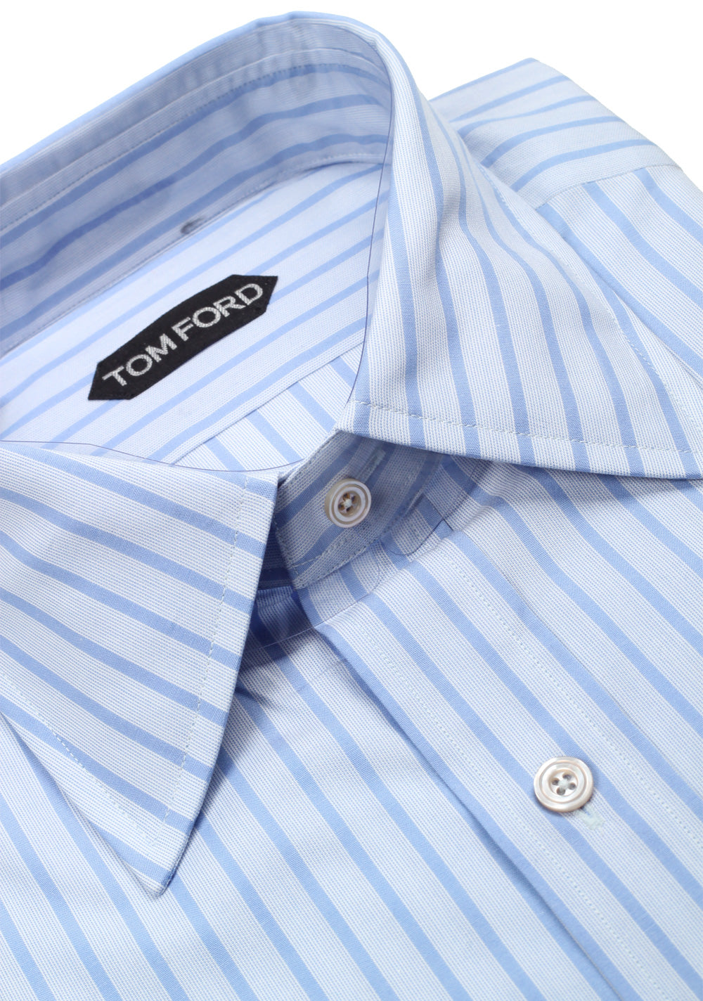 TOM FORD Striped Blue High Collar Dress Shirt Size 40 / 15,75 U.S.