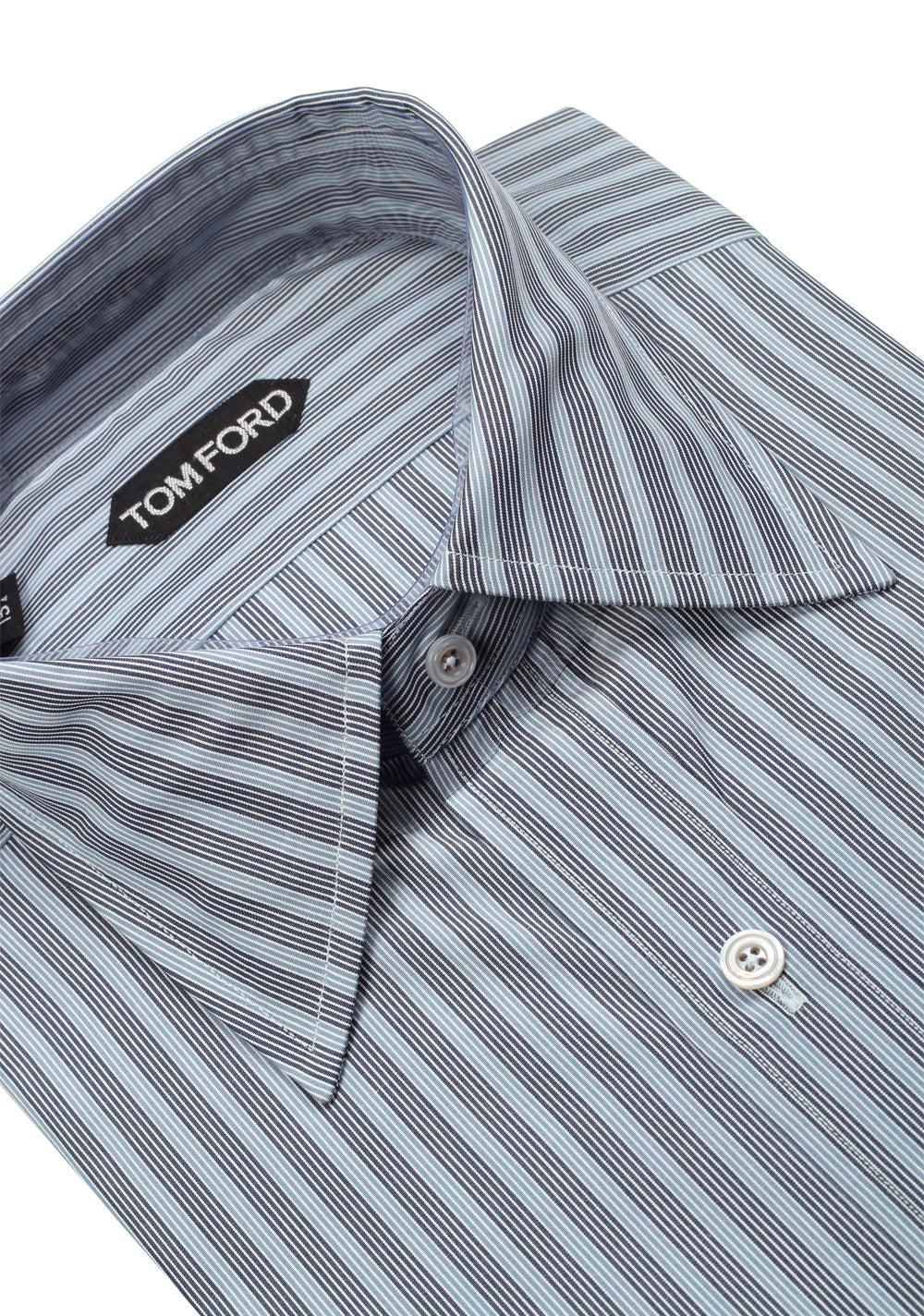 TOM FORD Striped Blue High Collar Dress Shirt Size 40 / 15,75 U.S.
