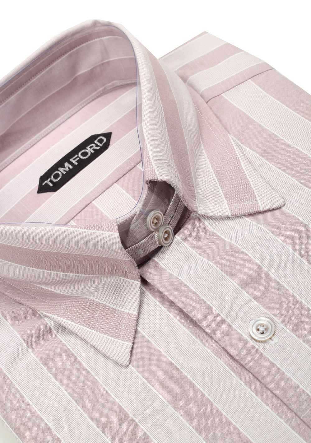 TOM FORD Striped Grayish Beige High Collar Dress Shirt Size 40 / 15,75 U.S.