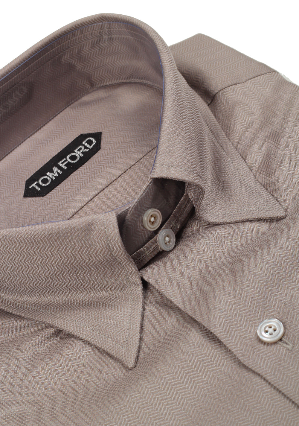 TOM FORD Solid Grayish Beige High Collar Dress Shirt Size 40 / 15,75 U.S.