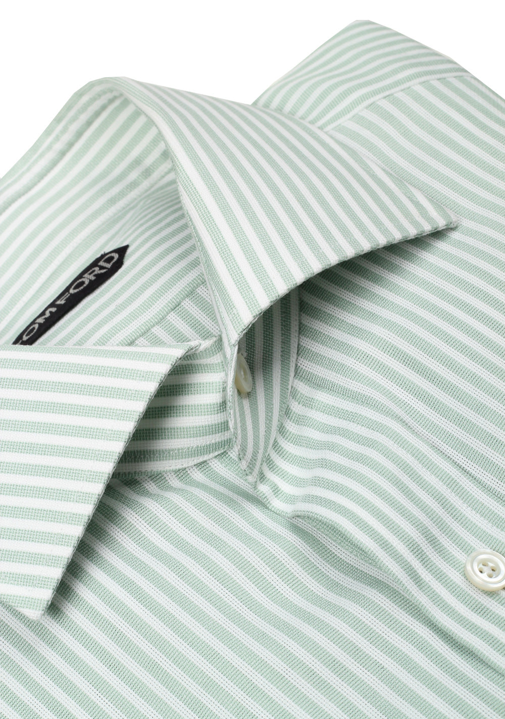 TOM FORD Striped White Green Dress Shirt Size 43 / 17 U.S.