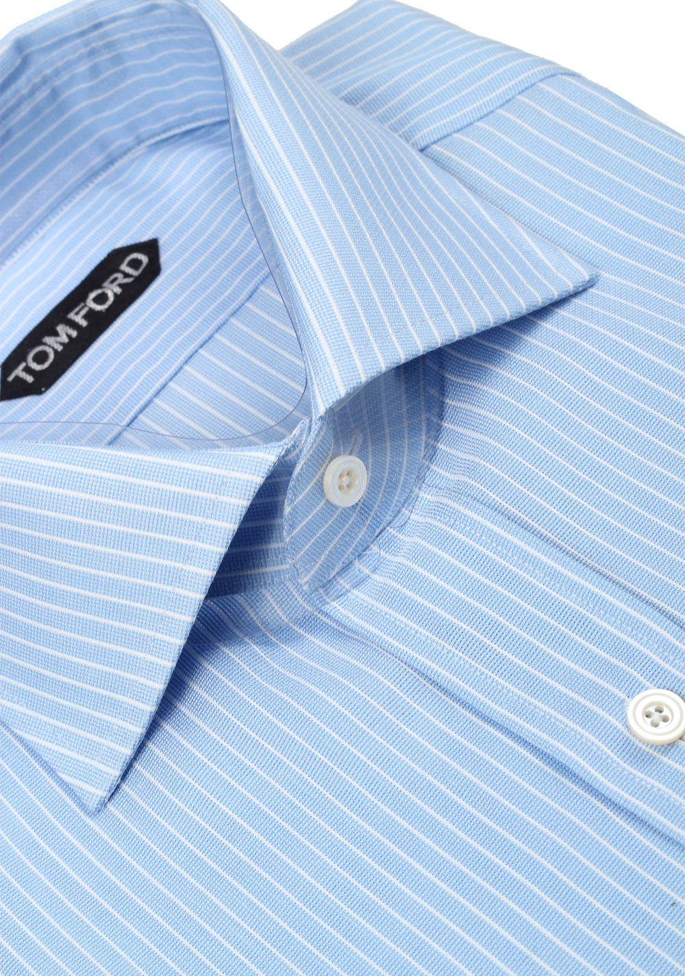 TOM FORD Striped White Blue Dress Shirt Size 43 / 17 U.S.