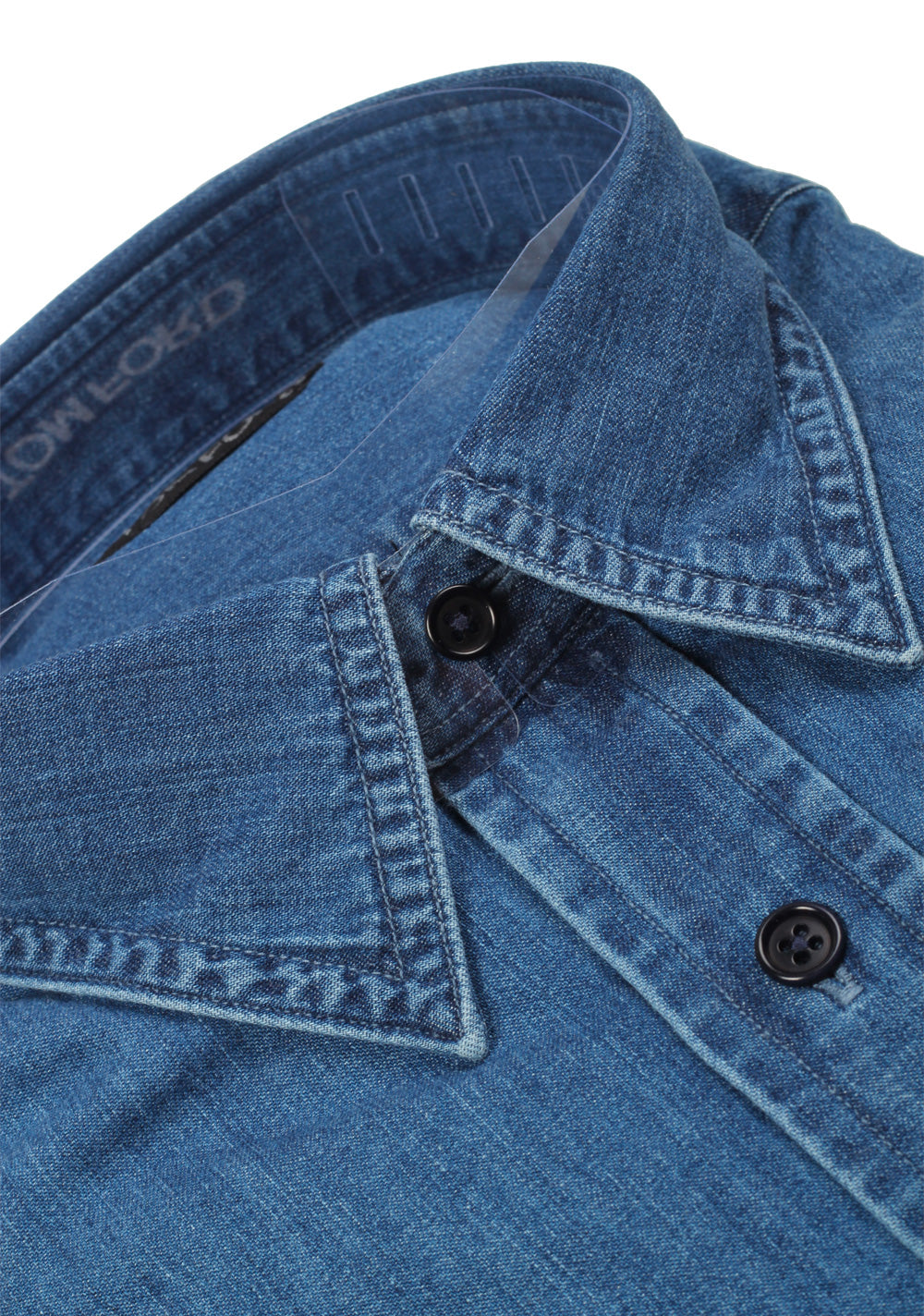 TOM FORD Solid Blue Denim Dress Shirt Size 44 / 17,5 U.S.