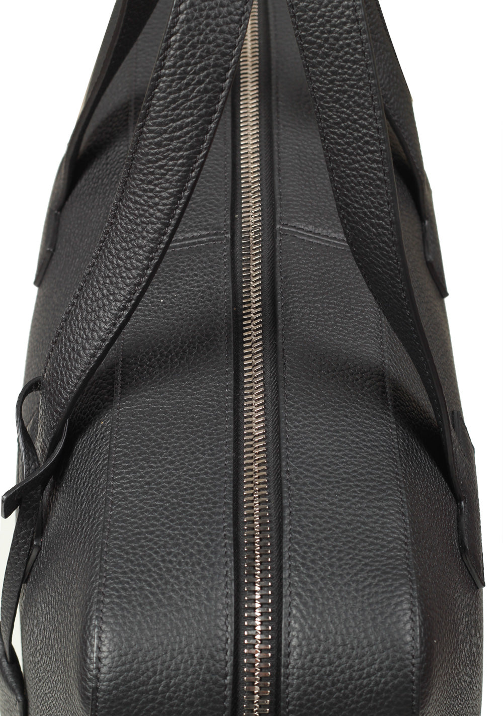 TOM FORD T Line Grained Leather Black Zip Briefcase Bag