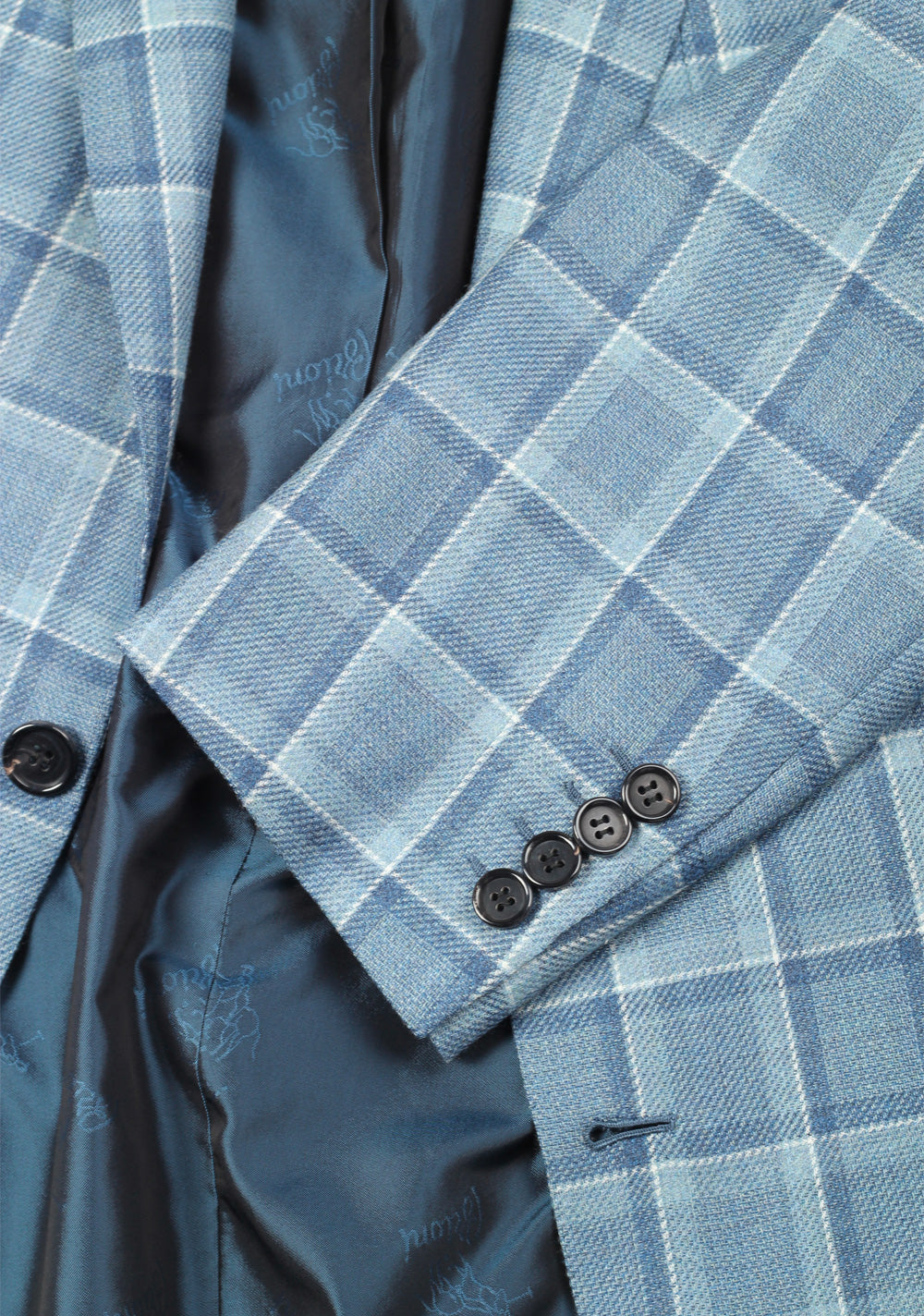 Brioni Colosseo Checked Blue Sport Coat Size 54 / 44R U.S. In Wool Silk