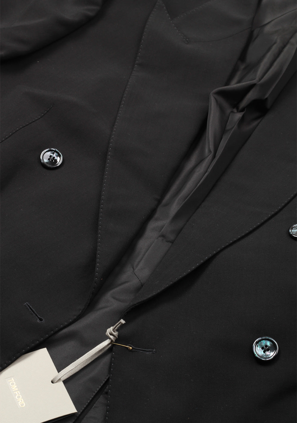 TOM FORD Shelton Double Breasted Solid Black Suit Size 50 / 40R U.S.