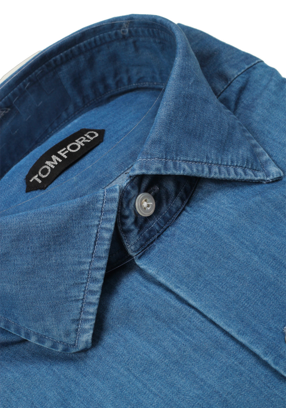 TOM FORD Solid Blue Denim Dress Shirt Size 40 / 15,75 U.S.