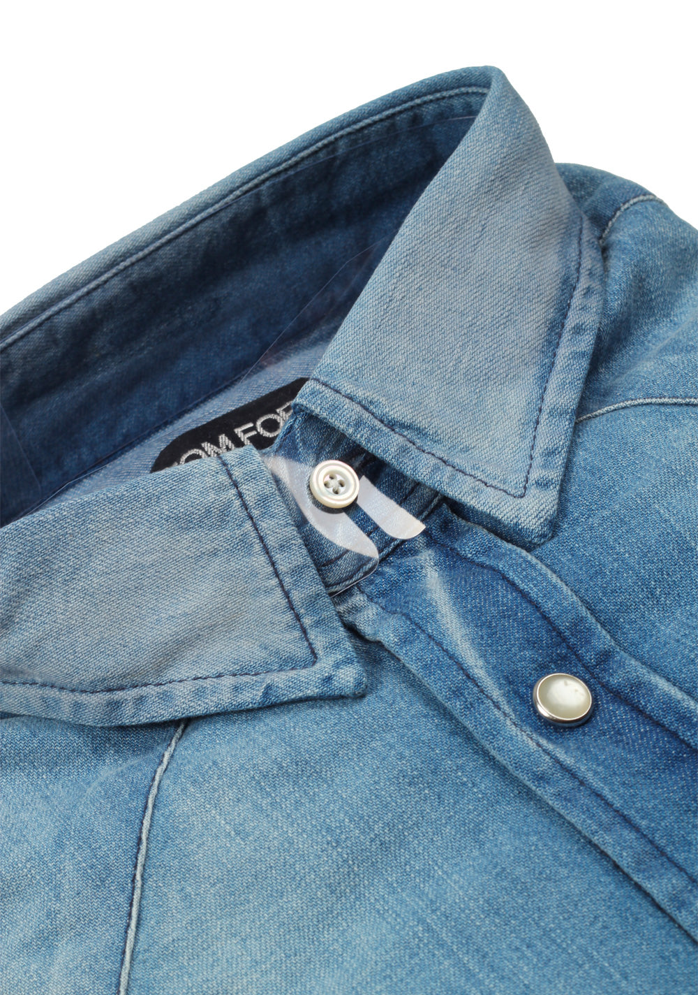 TOM FORD Solid Blue Denim Western Casual Size 40 / 15,75 U.S.