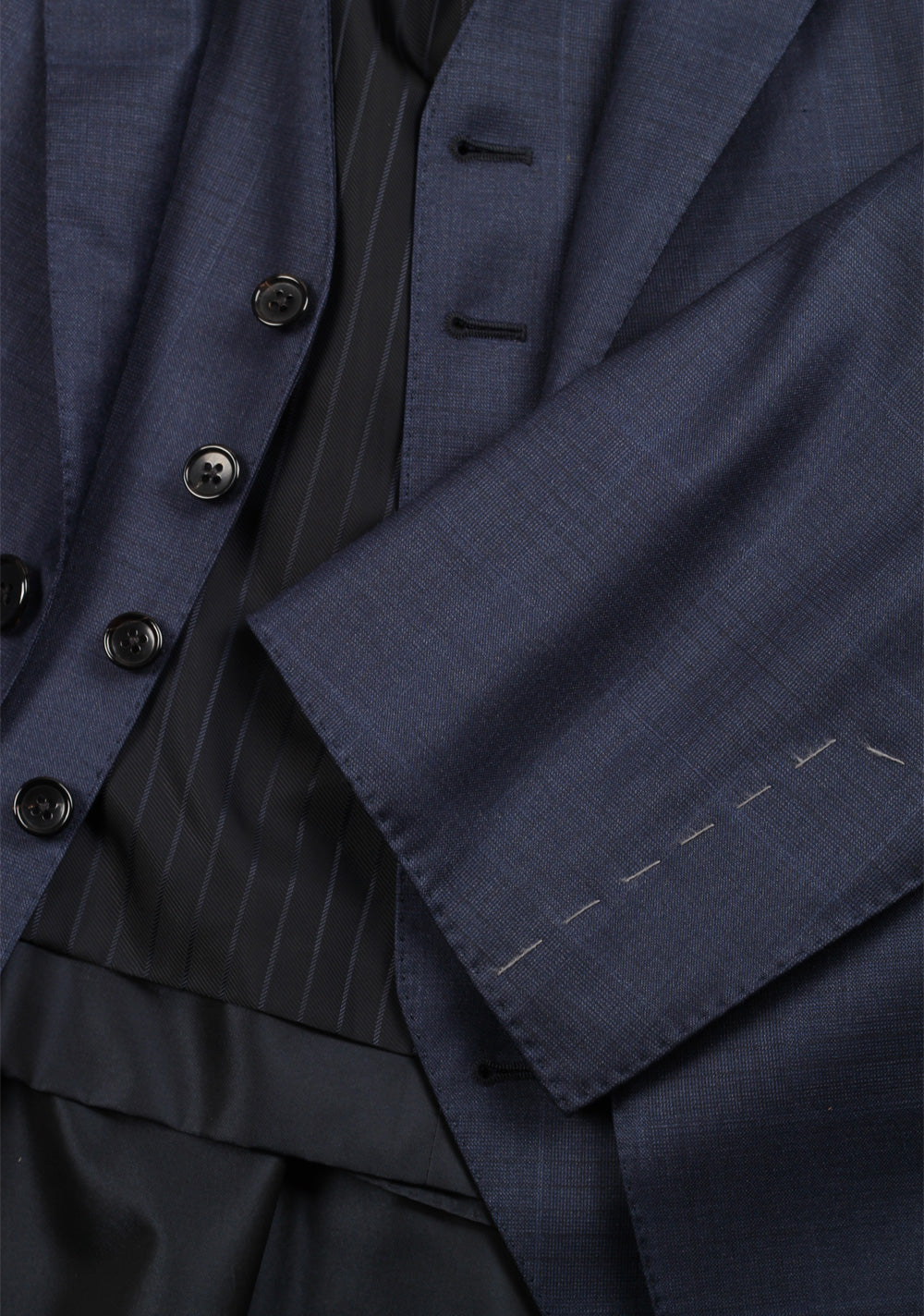 TOM FORD O'Connor Blue Checked 3 Piece Suit Size 56 / 46R U.S. Fit Y