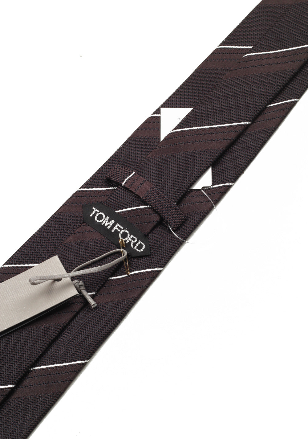 TOM FORD Striped Brown Tie In Silk