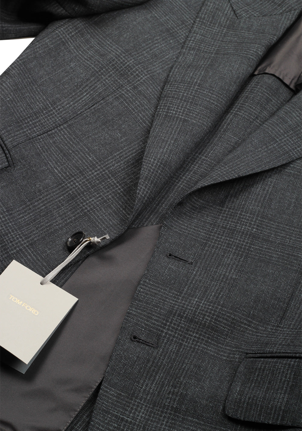 TOM FORD Shelton Checked Gray Sport Coat Size 48 / 38R U.S. In Mohair Linen