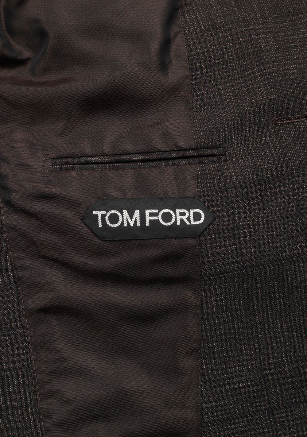 TOM FORD Shelton Checked Brown Sport Coat Size 48 / 38R U.S. In Mohair Linen