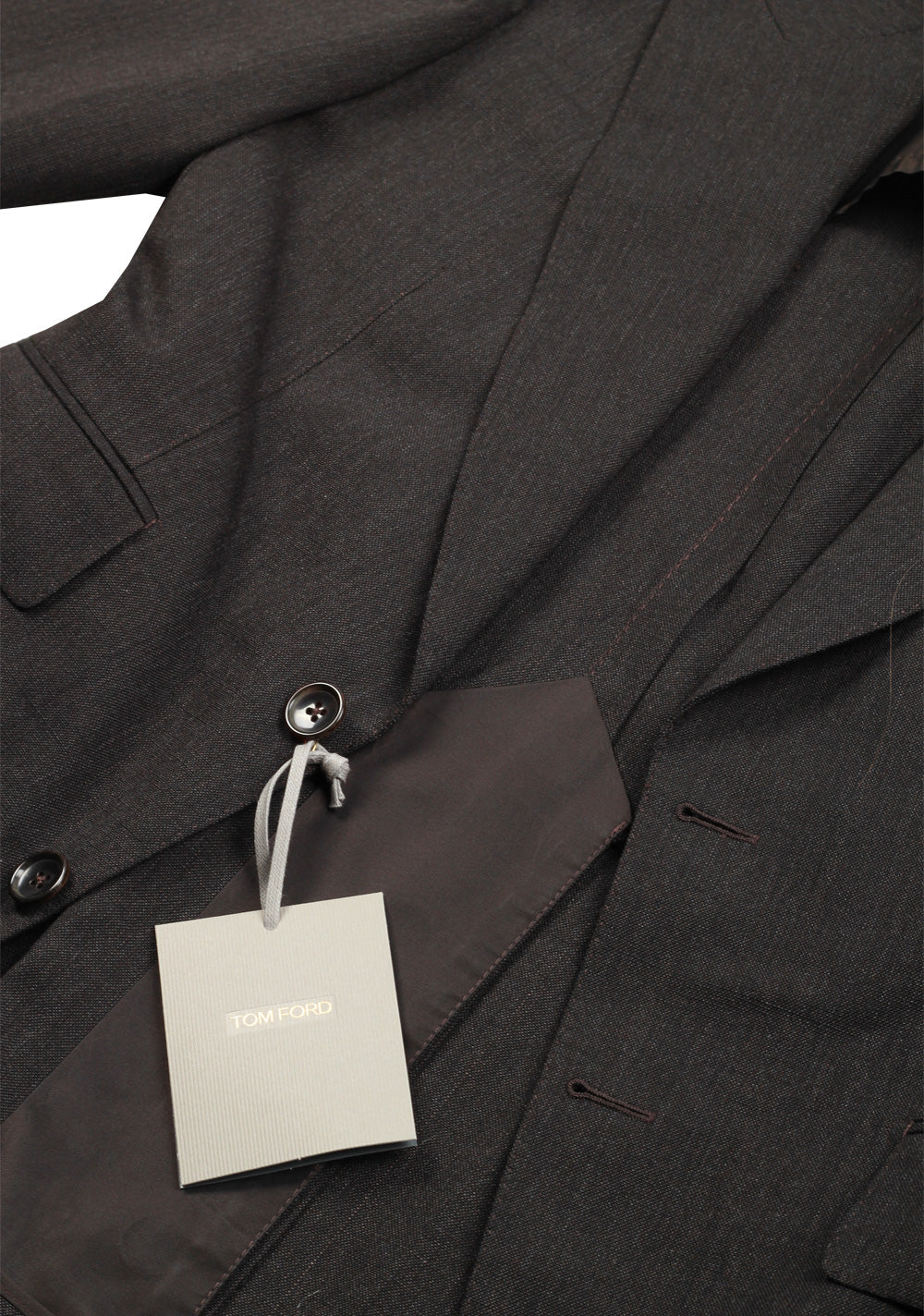 TOM FORD Shelton Brown Suit Size 48 / 38R U.S. In Mohair Wool Silk