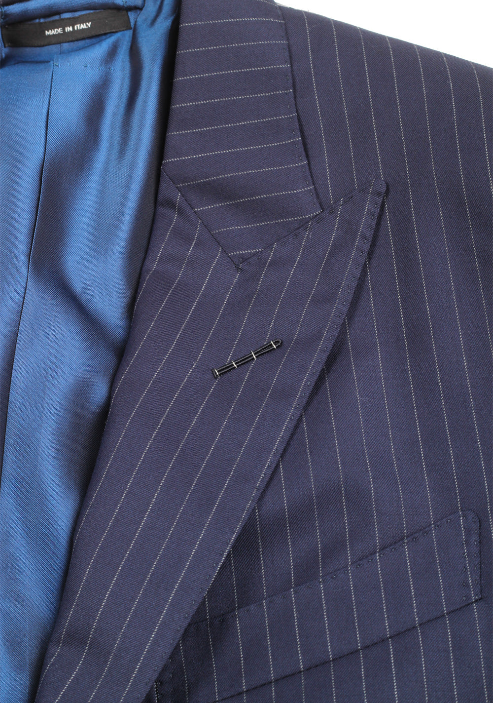 TOM FORD O'Connor Striped Blue Suit Size 48C / 38S U.S. Wool Silk Fit Y
