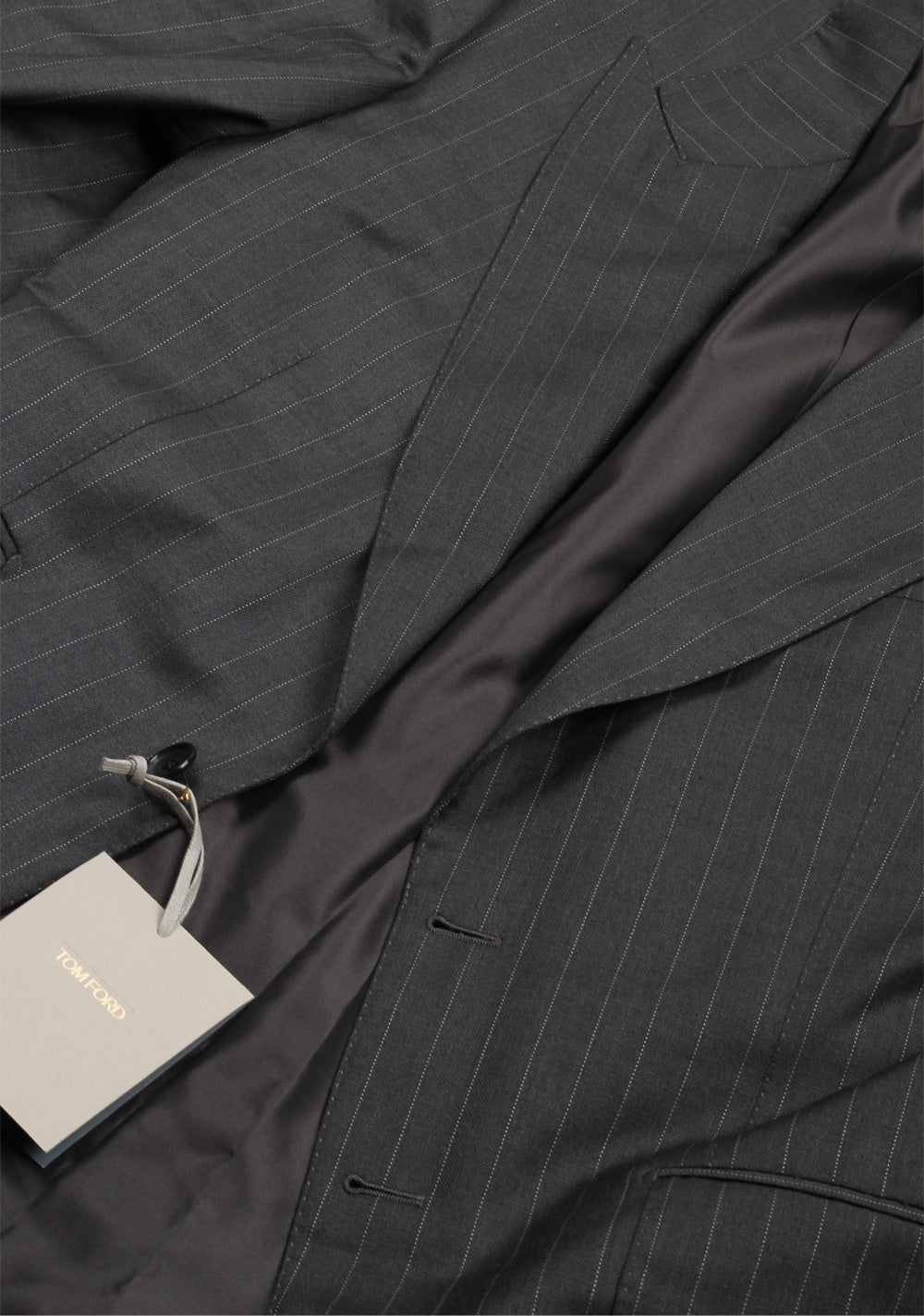 TOM FORD Shelton Striped Gray Suit Size 48 / 38R U.S. In Wool Silk