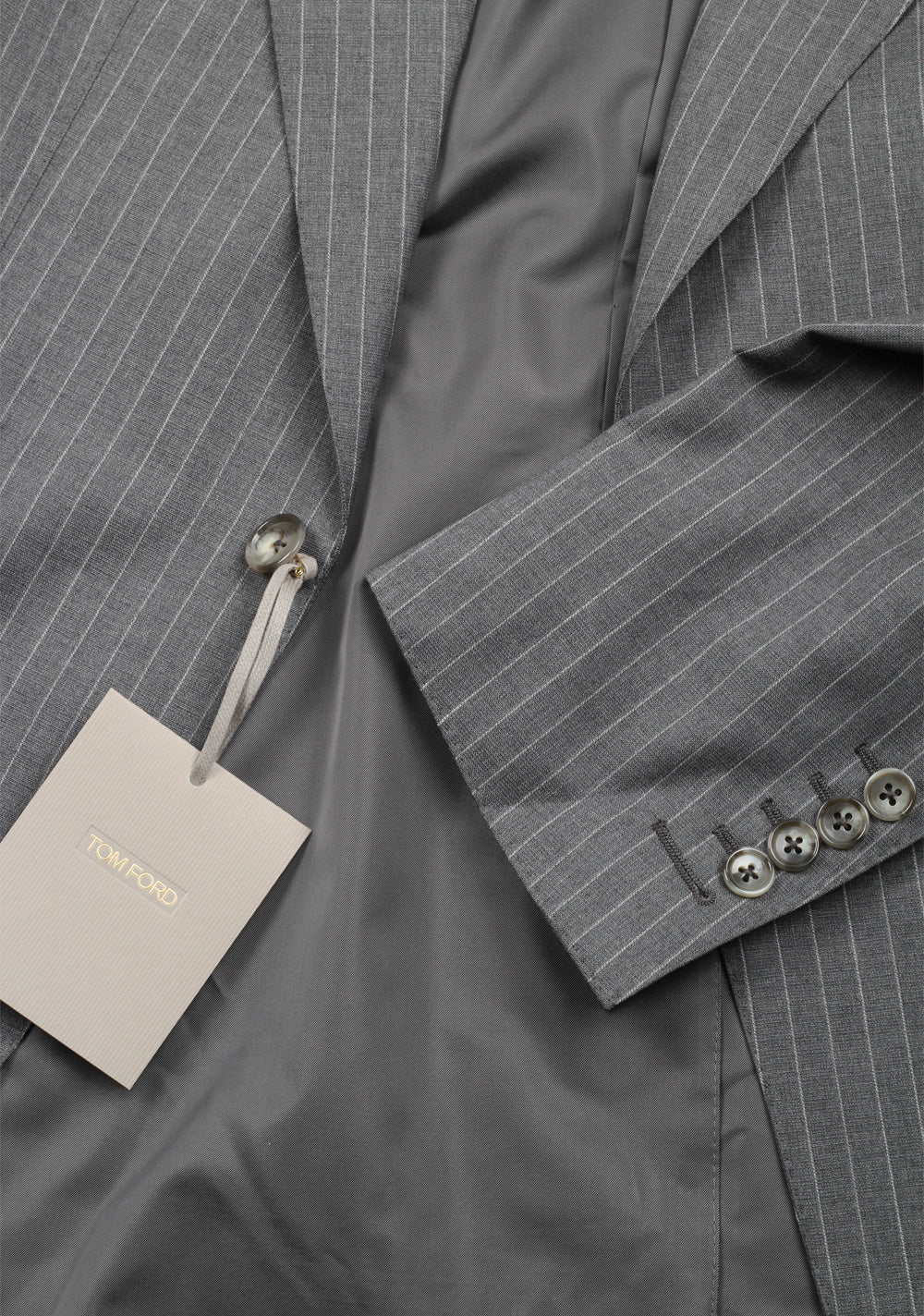 TOM FORD Shelton Striped Gray Suit Size 48 / 38R U.S. In Wool