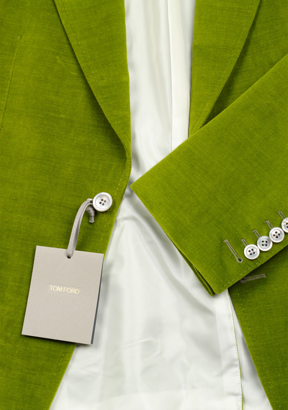 TOM FORD Shelton Green Velvet Suit Size 48 / 38R U.S. In Cotton Linen