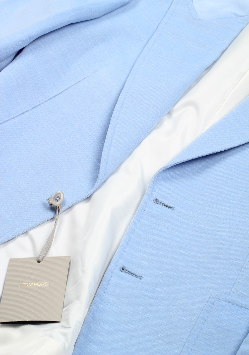 TOM FORD Shelton Blue Velvet Suit Size 48 / 38R U.S. In Cotton Linen