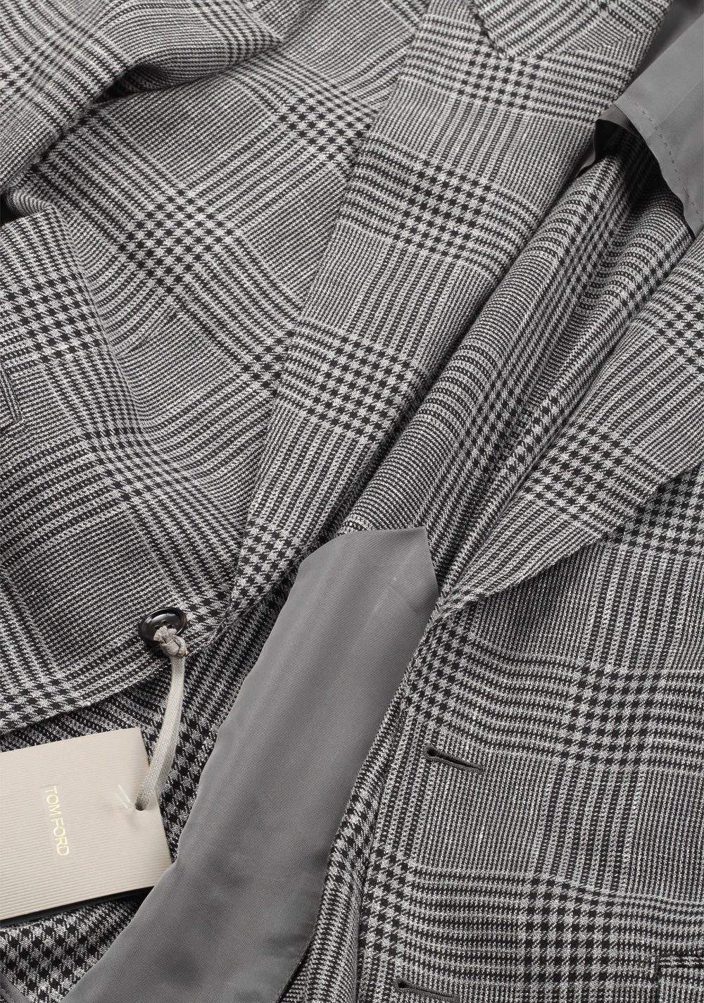 TOM FORD Shelton Checked Gray Suit Size 50 / 40R U.S. In Wool Linen Silk