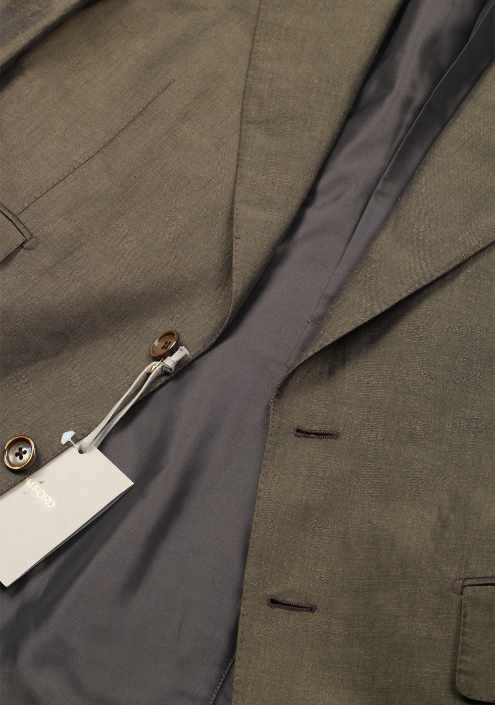 TOM FORD Shelton Green Suit Size 48 / 38R U.S. In Linen Silk