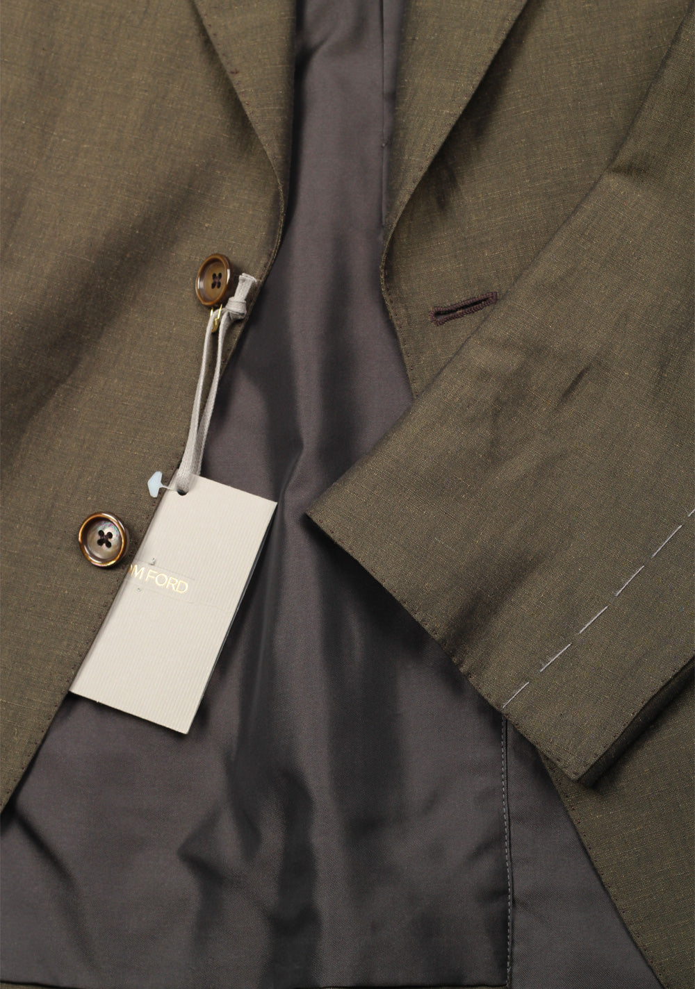 TOM FORD Shelton Green Suit Size 48 / 38R U.S. In Linen Silk