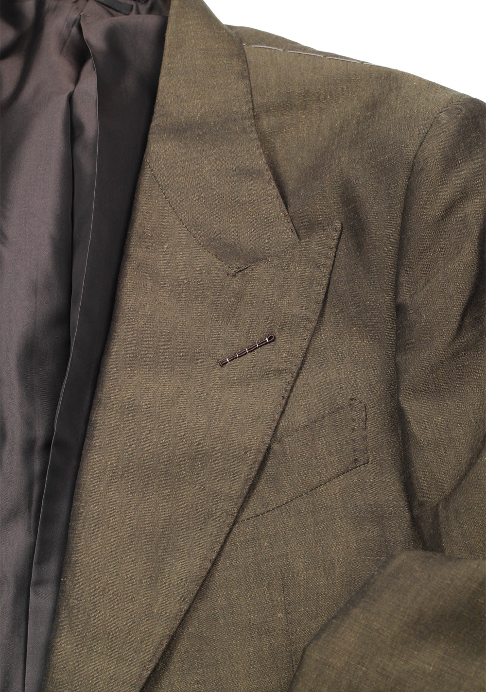 TOM FORD Shelton Green Suit Size 48 / 38R U.S. In Linen Silk