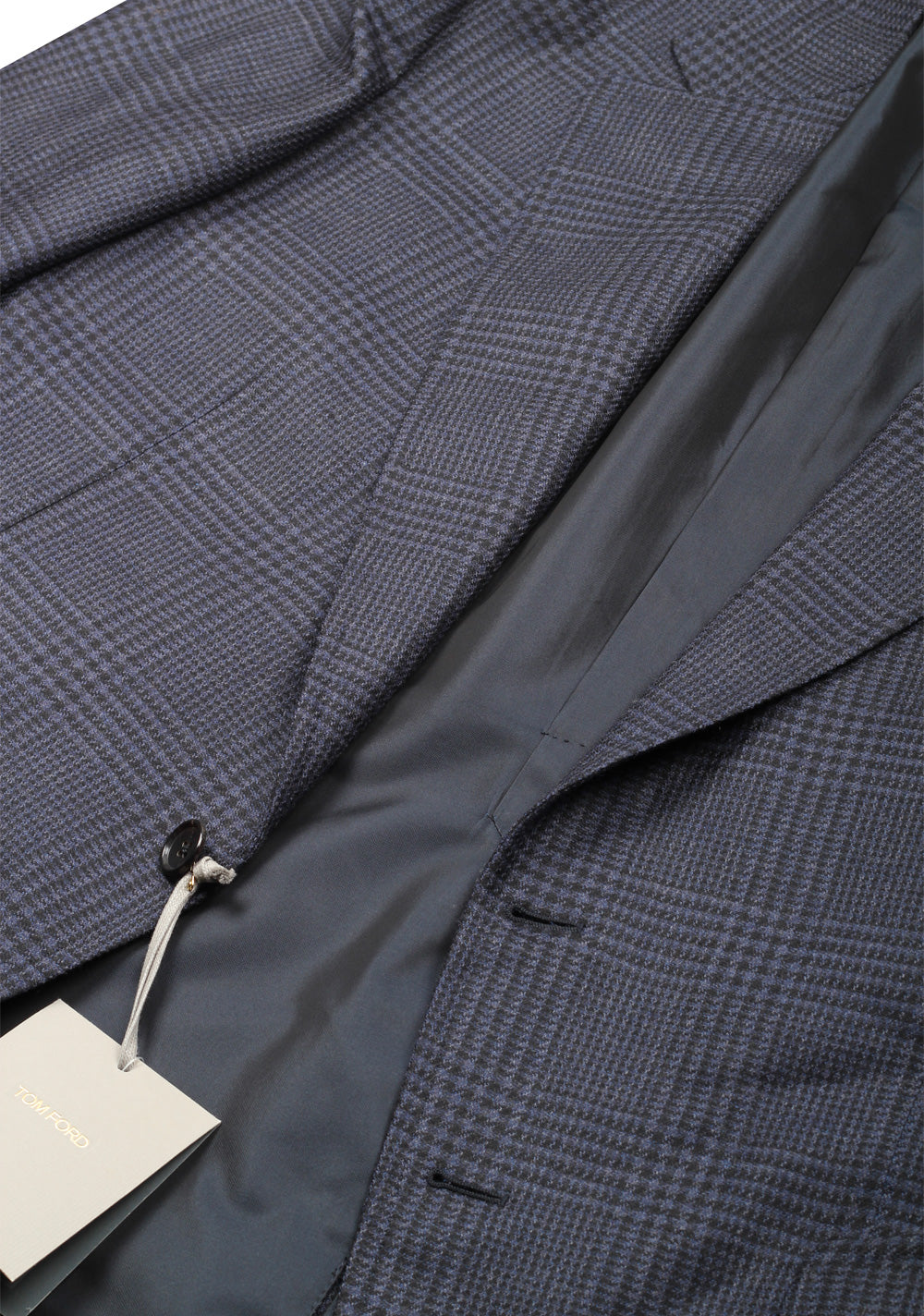 TOM FORD Shelton Checked Blue Sport Coat Size 54 / 44R U.S. In Wool Silk