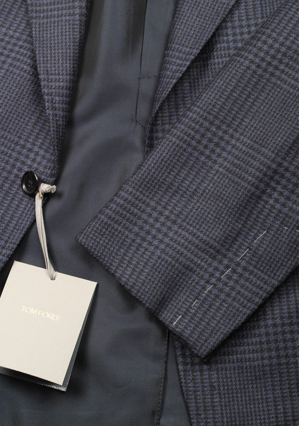 TOM FORD Shelton Checked Blue Sport Coat Size 54 / 44R U.S. In Wool Silk