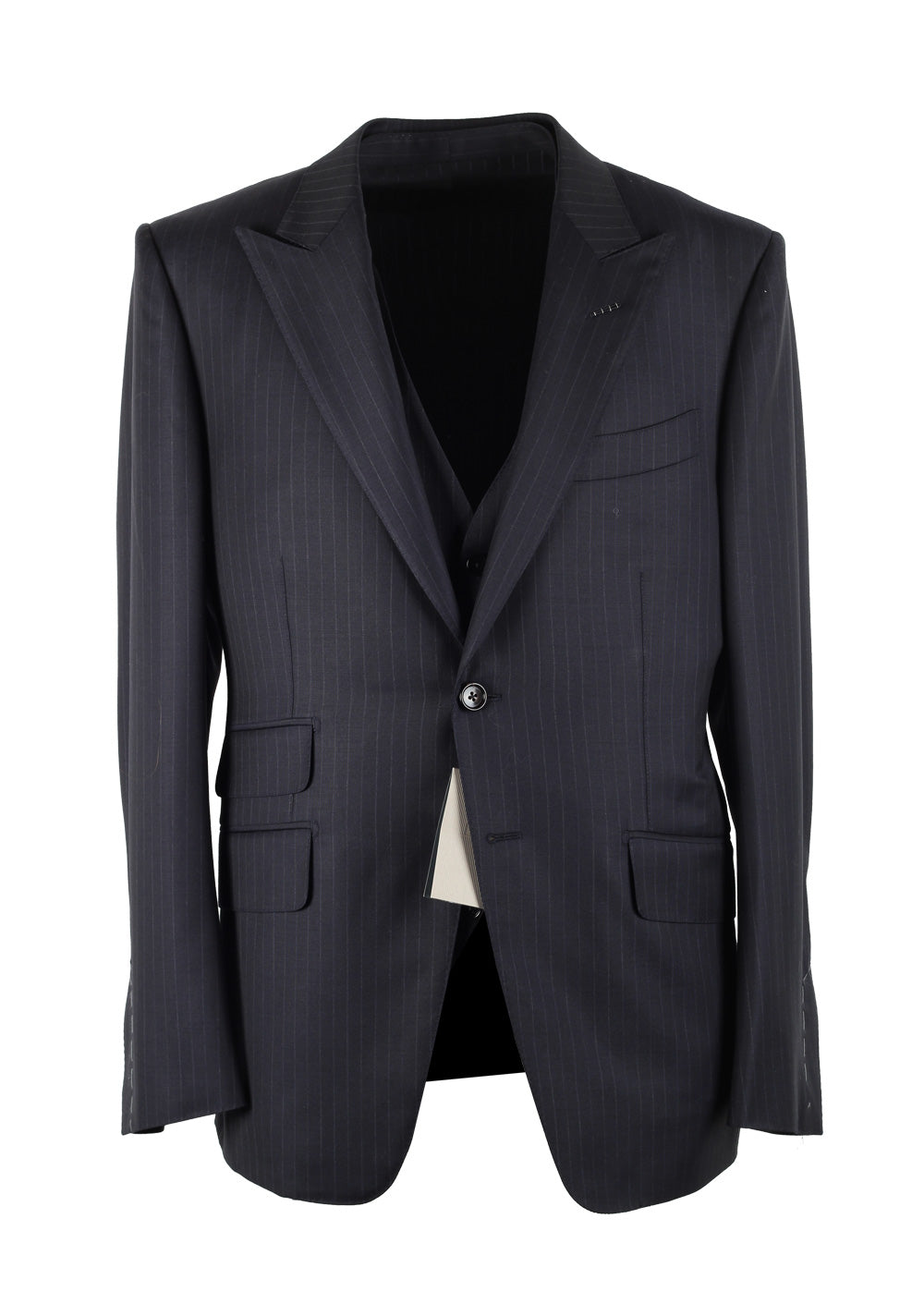TOM FORD O'Connor Striped Blue 3 Piece Suit Size 50C / 40S U.S. Wool Fit Y