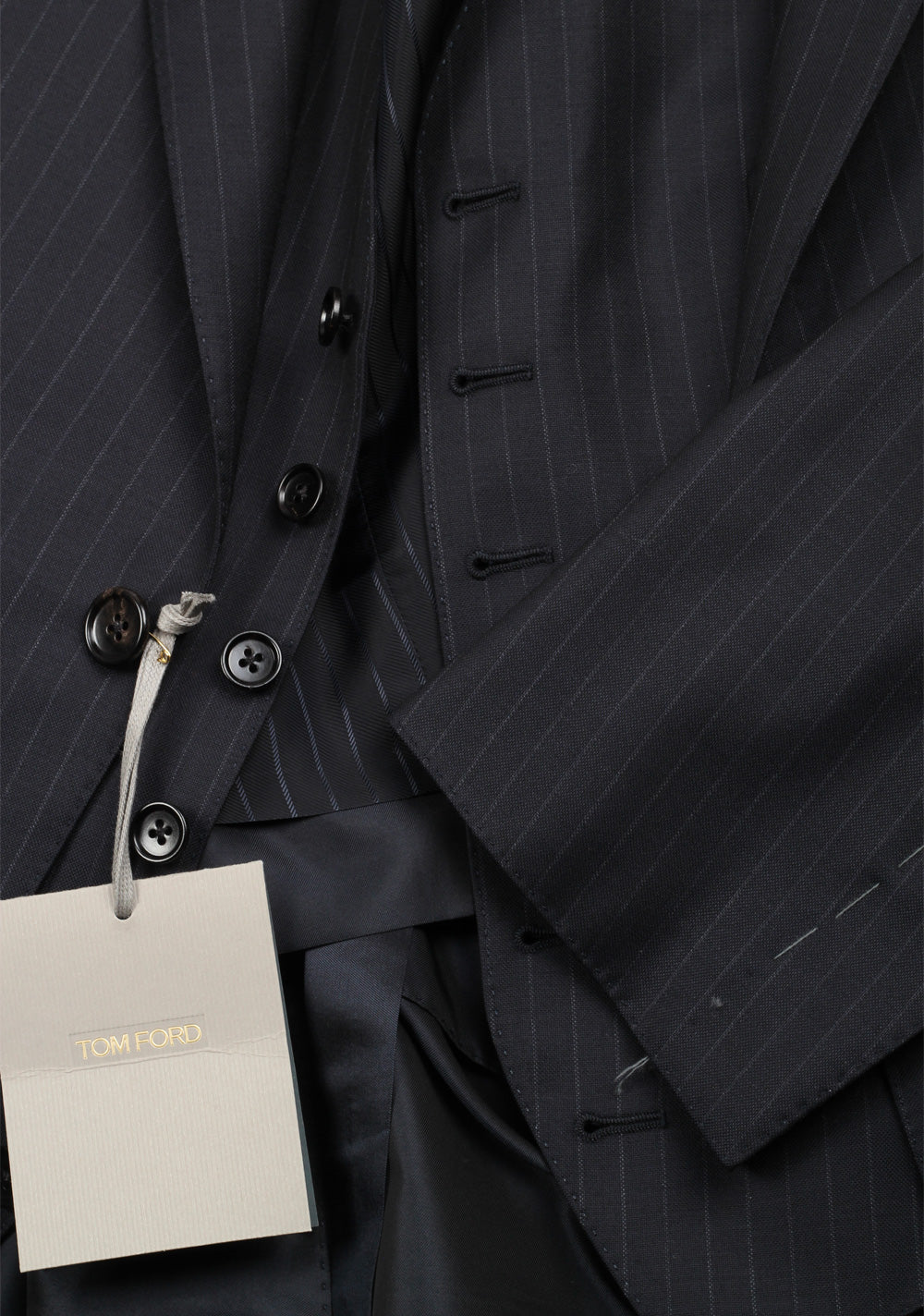 TOM FORD O'Connor Striped Blue 3 Piece Suit Size 50C / 40S U.S. Wool Fit Y