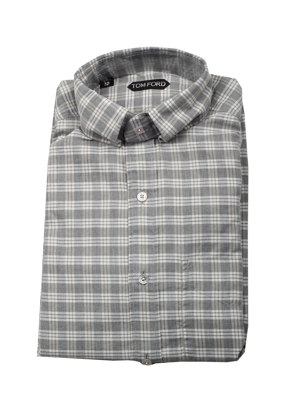 TOM FORD Checked Gray Button Down Casual Shirt Size 38 / 15 U.S.
