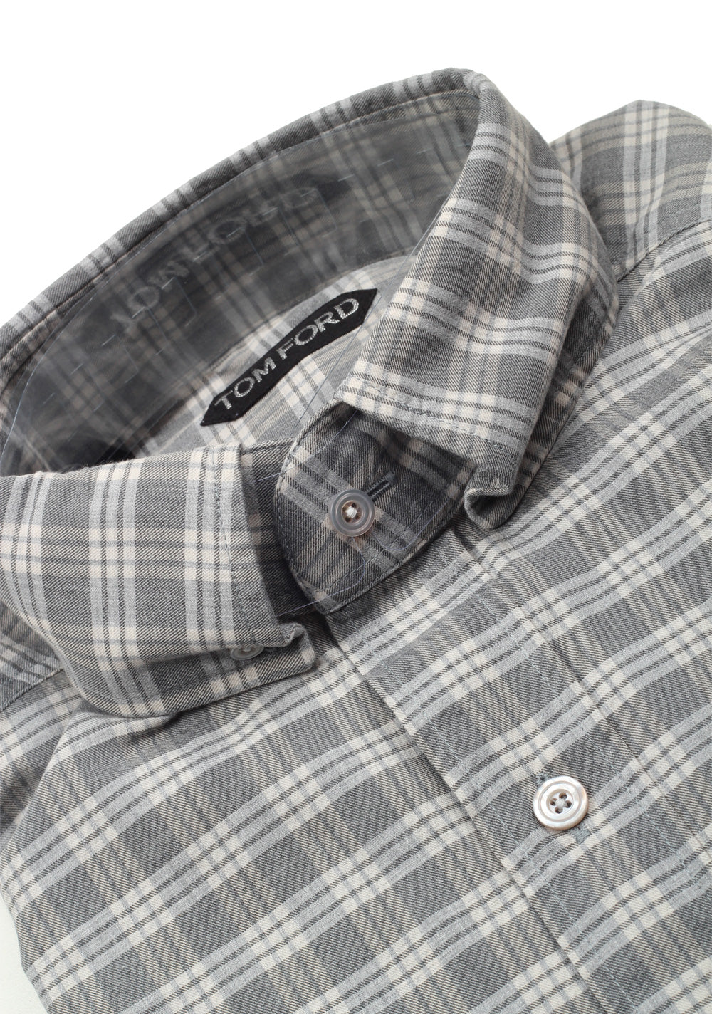 TOM FORD Checked Gray Button Down Casual Shirt Size 38 / 15 U.S.