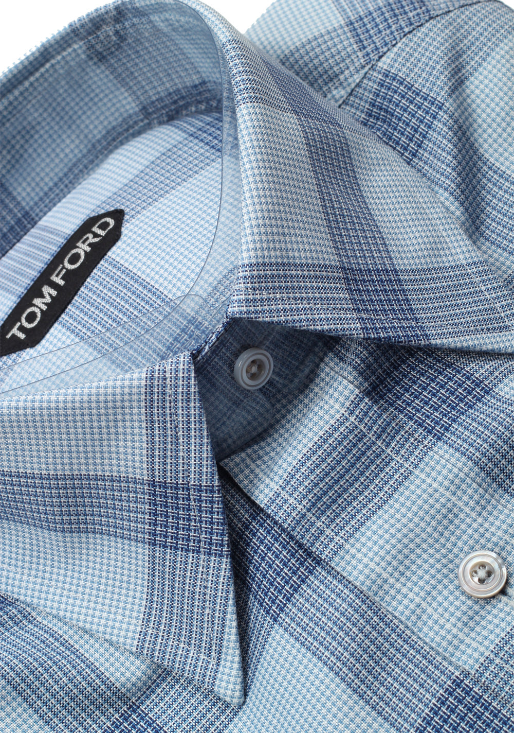 TOM FORD Checked White Blue Shirt Size 39 / 15,5 U.S.