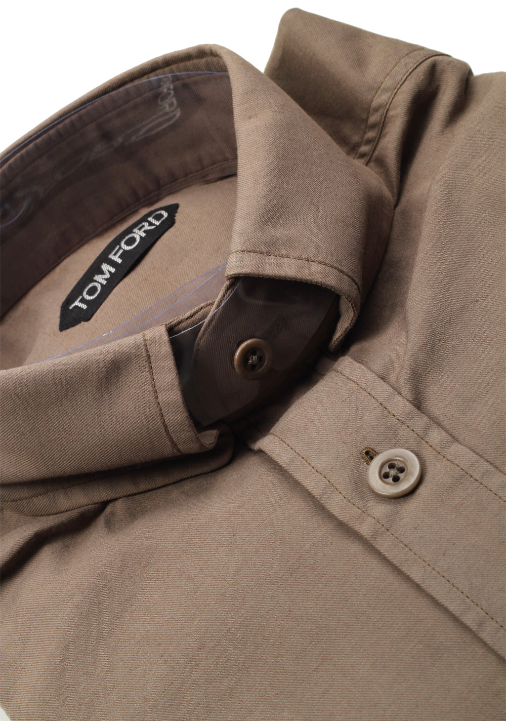 TOM FORD Solid Brown Casual Button Down Shirt Size 39 / 15,5 U.S.