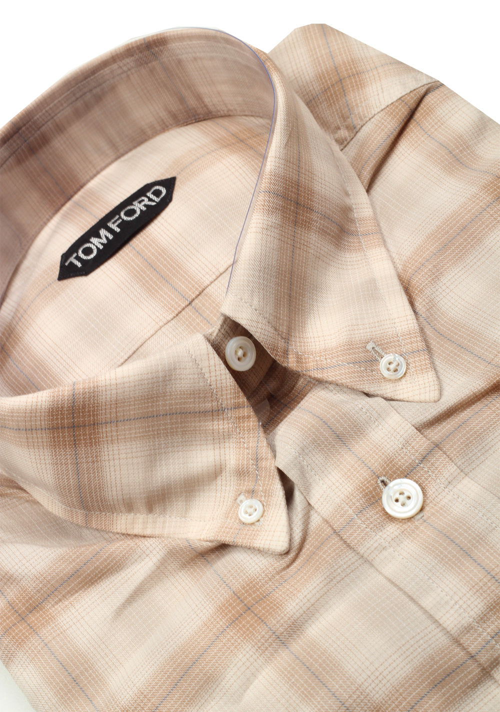 TOM FORD Checked Beige Button Down Shirt Size 40 / 15,75 U.S.