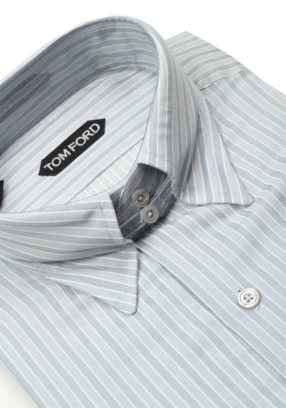 TOM FORD Striped Gray High Collar Dress Shirt Size 40 / 15,75 U.S.