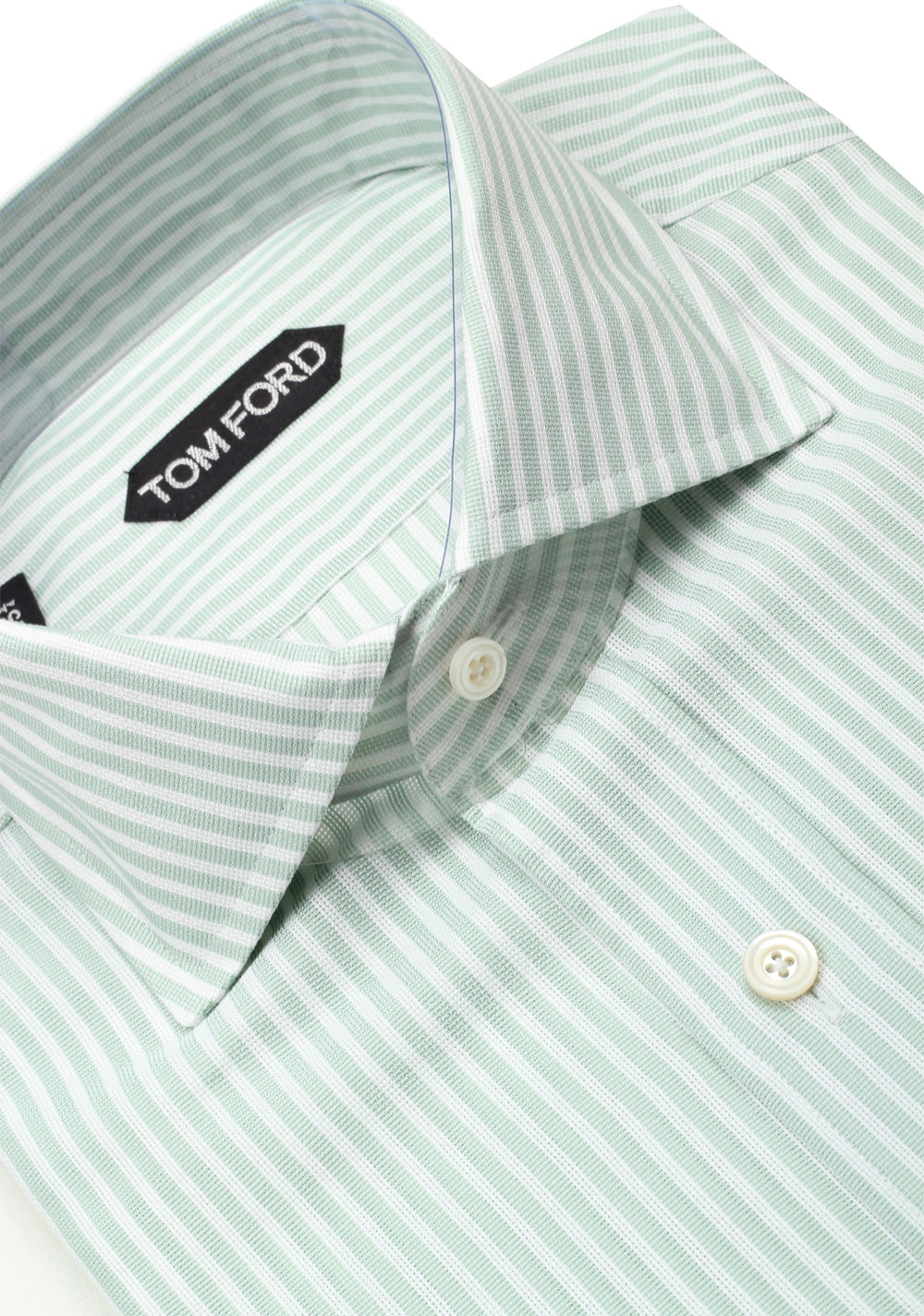 TOM FORD Striped White Green Dress Shirt Size 40 / 15,75 U.S.