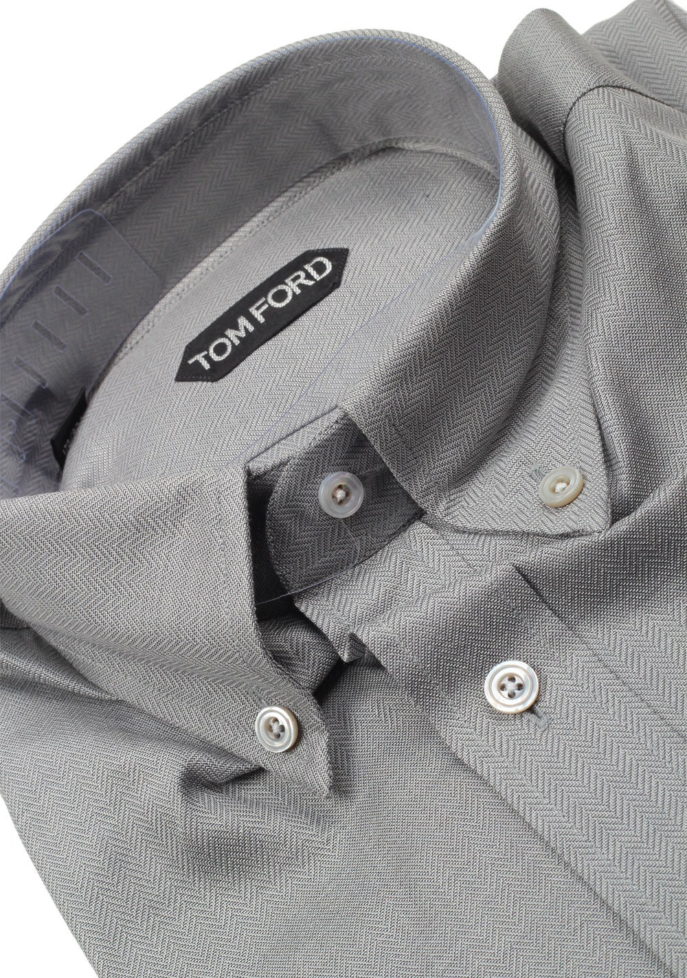 TOM FORD Solid Gray Button Down Casual Shirt Size 40 / 15,75 U.S.