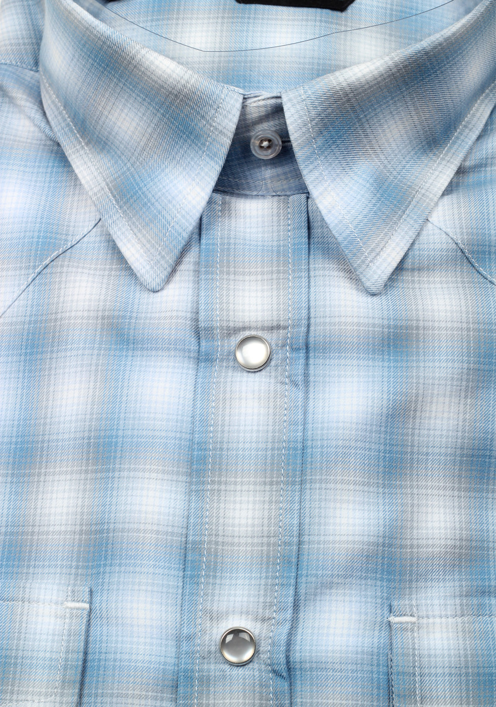 TOM FORD Solid Blue Checked Western Casual Shirt Size 40 / 15,75 U.S.