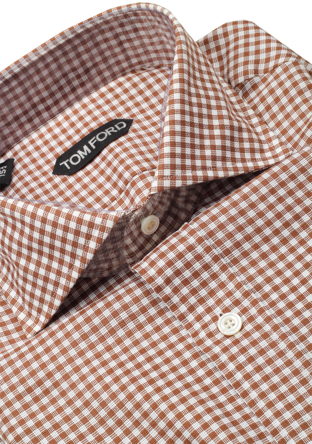 TOM FORD Checked White Brown Dress Shirt Size 40 / 15,75 U.S.