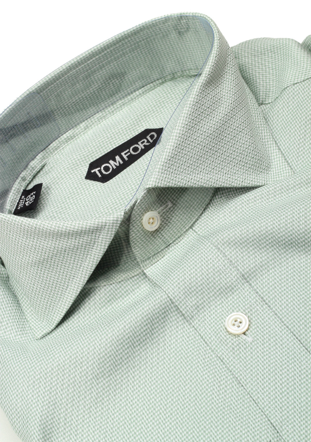 TOM FORD White Green Dress Shirt Size 40 / 15,75 U.S.