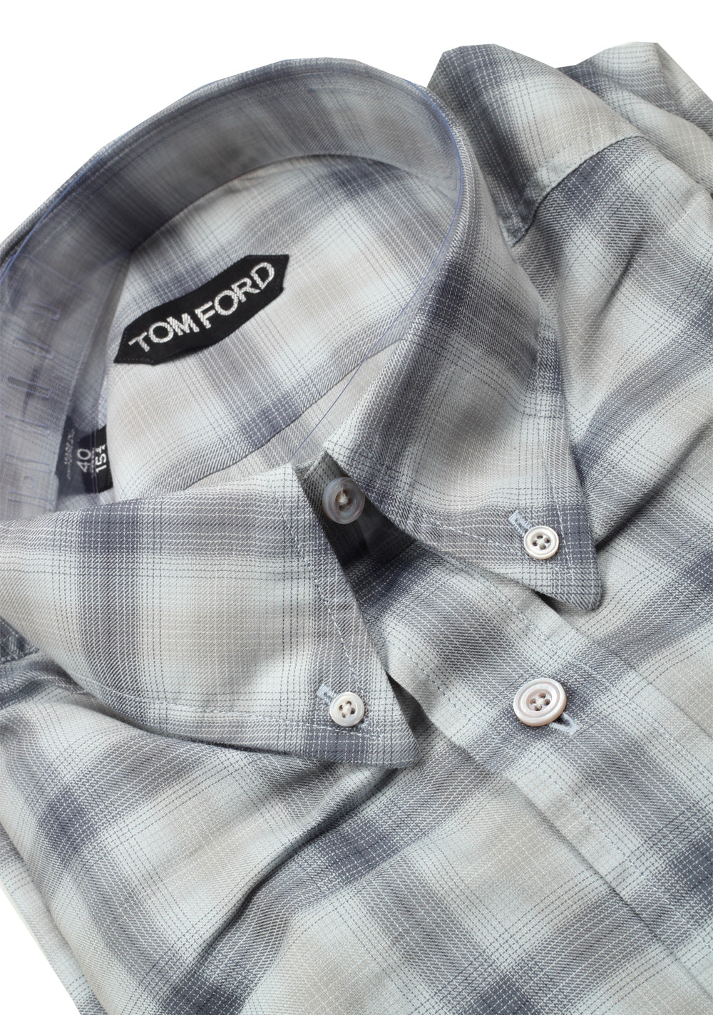 TOM FORD Checked Gray Casual Button Down Shirt Size 40 / 15,75 U.S.