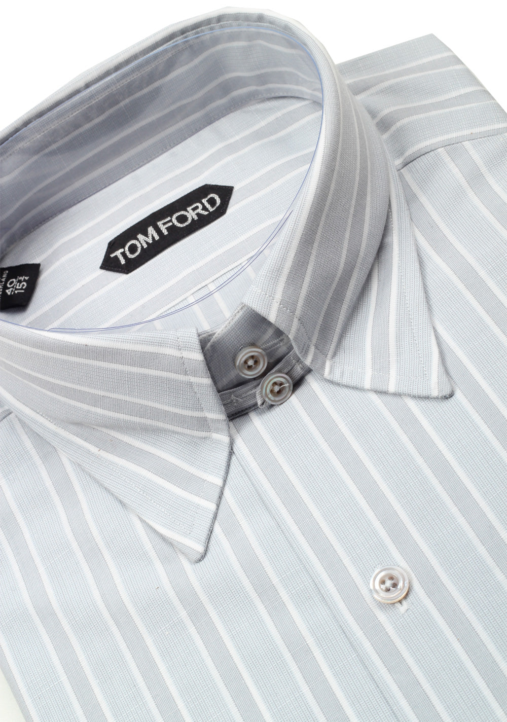 TOM FORD Striped Gray High Collar Dress Shirt Size 40 / 15,75 U.S.