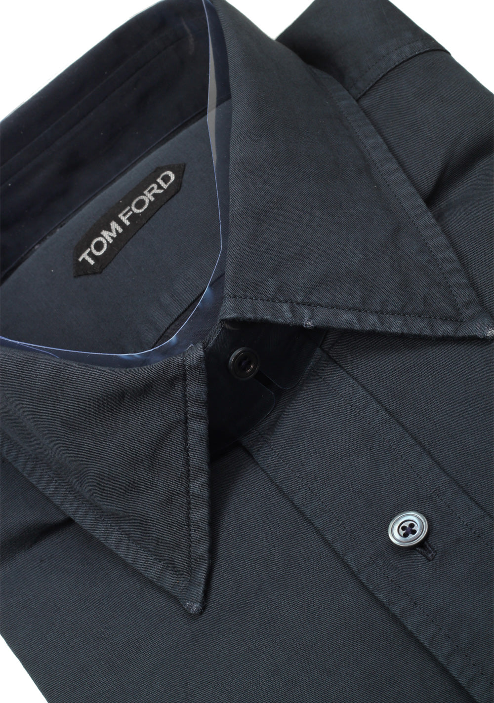 TOM FORD Solid Black Casual Shirt Size 41 / 16 U.S.