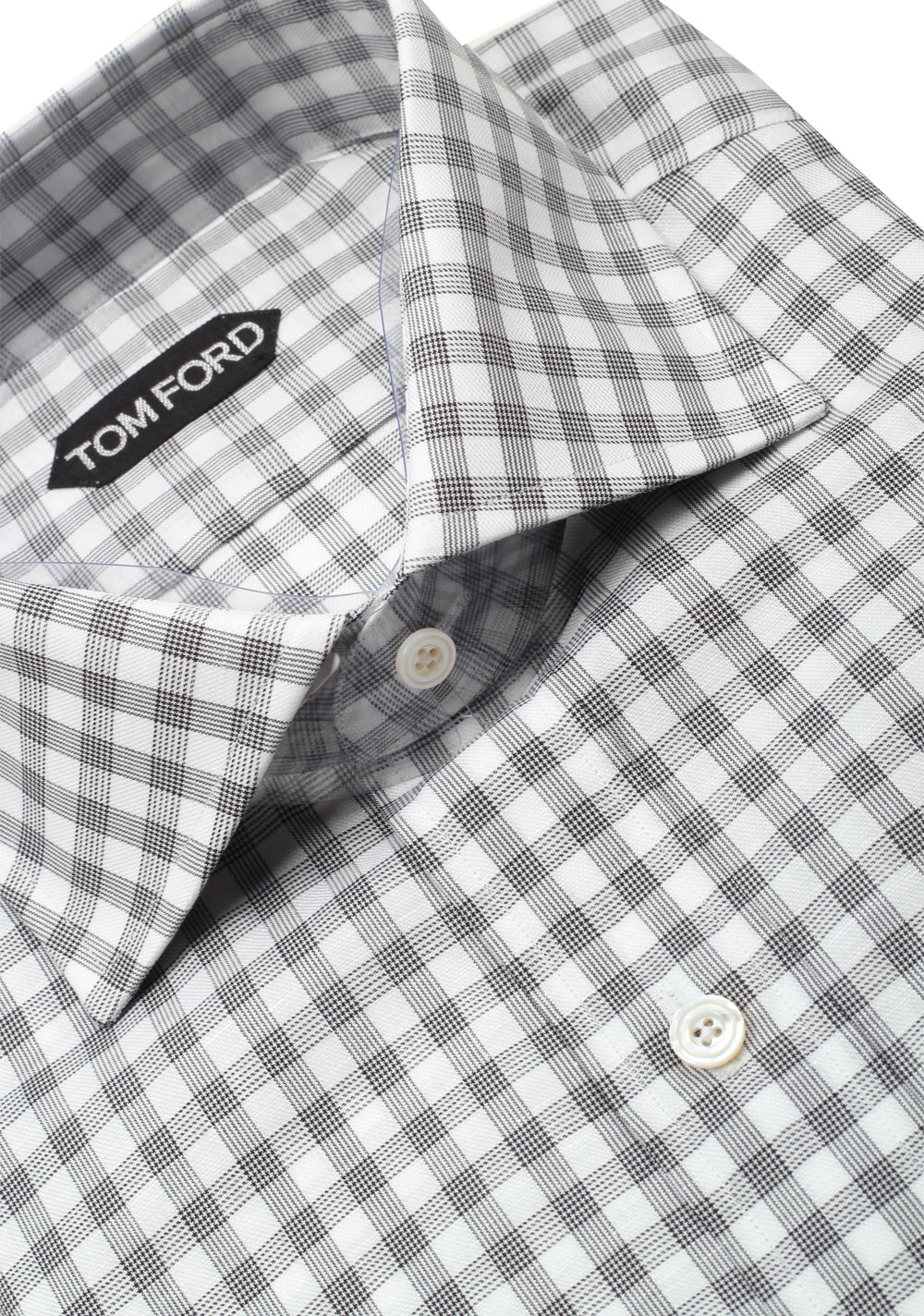 TOM FORD Checked Gray Dress Shirt Size 43 / 17 U.S.