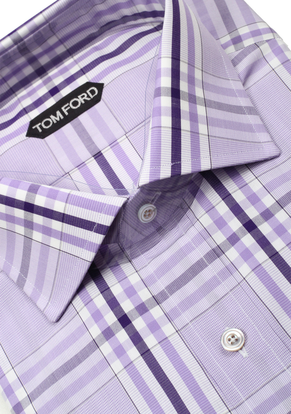 TOM FORD Checked Lilac Dress Shirt Size 45 / 17,75 U.S.