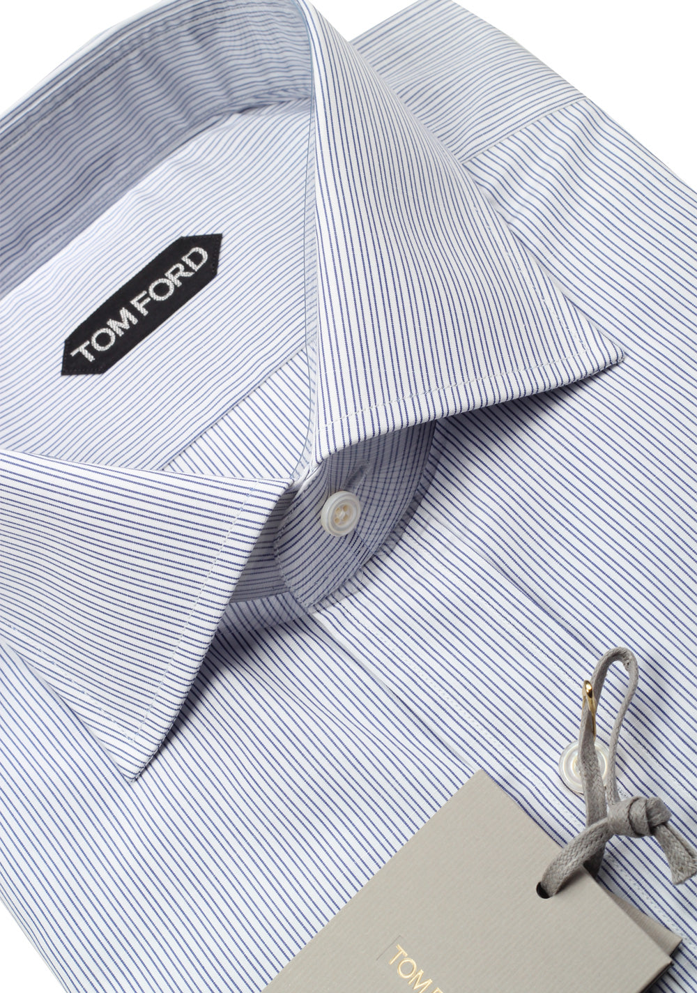 TOM FORD Striped Blue White Dress Shirt Size 45 / 17,75 U.S.