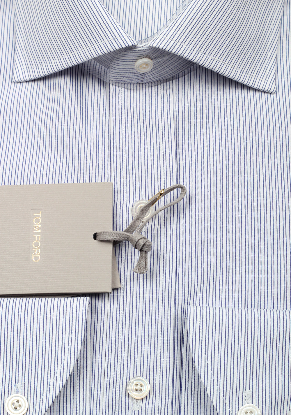 TOM FORD Striped Blue White Dress Shirt Size 45 / 17,75 U.S.